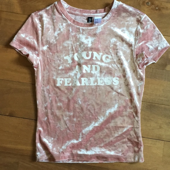 Divided Tops - NWT H&M Soft Velvet Crop Top Young & Fearless
